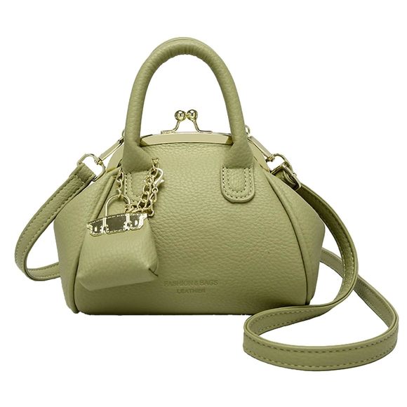 Mini Kiss Lock Pu Leather Satchel Style Handbag Small Shoulder -_- - Picture 1 of 7